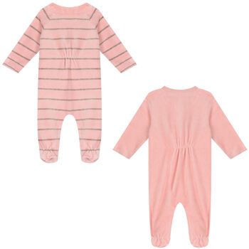 Baby Girls Pink Velour Babygrows (2 Pack)